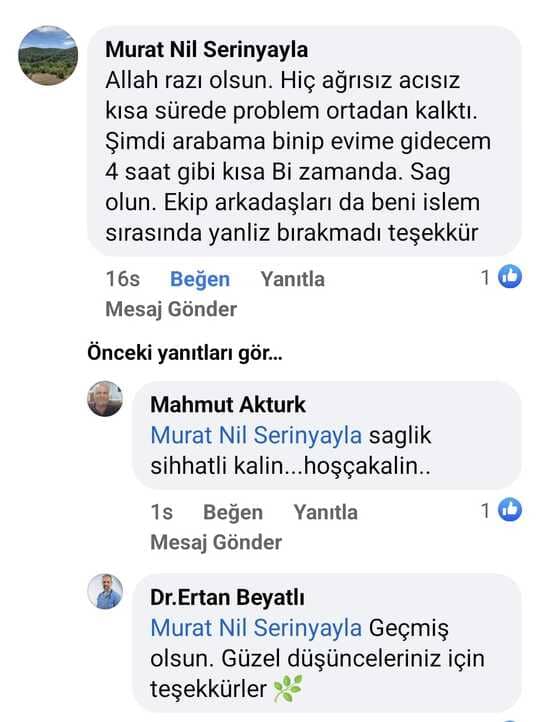 Edirne'den gelen ve Lazer Hemoroid tedavisi olan hastamızın yorumu